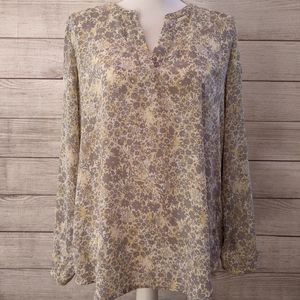 Adrianna Papell top, size Large yellow, white and